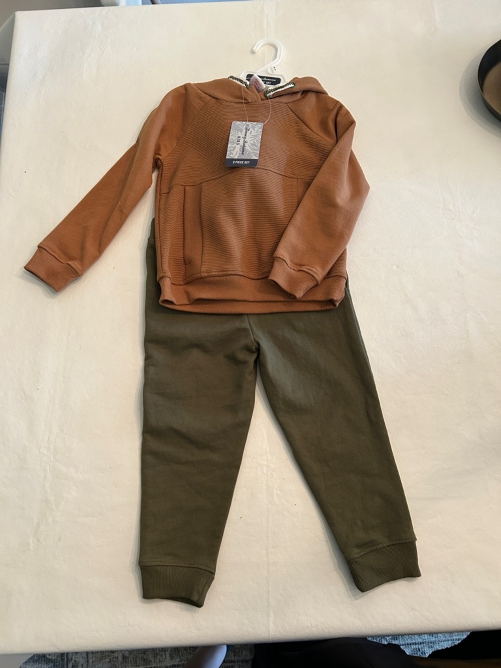 NWT Tommy Bahama Kids Hooded Sweatshirt & Joggers - Rust Top, Olive Pants